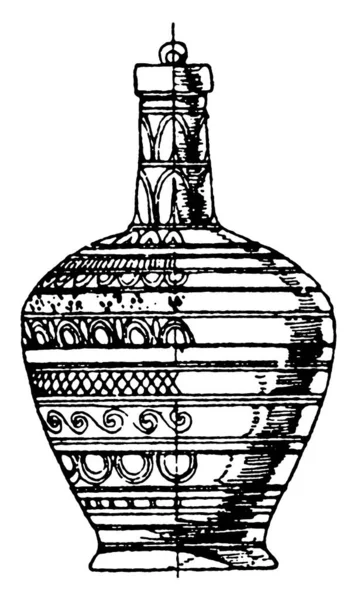 Esta Botella Antigua Está Hecha Bronce Martillado Con Cuerpo Redondo — Vector de stock