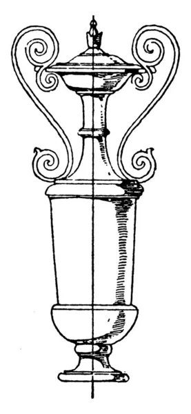 Ваза Окрашенная Полихромный Цвет Имеет Ленточные Ручки Александрийском Стиле Рисунок — стоковый вектор