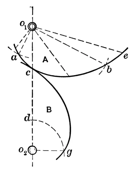 Illustration Som Visar Hur Rullande Logaritmisk Spiral Kan Konstrueras Genom — Stock vektor