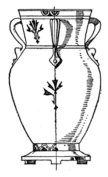 Moderní Anglická Květinová Váza Orientální Styl Modré Glazované Hlíny Černým — Stockový vektor