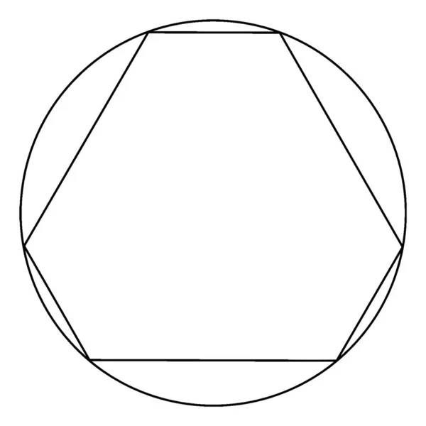 Geometrische Konstruktion Eines Zyklischen Sechsecks Eines Sechsecks Das Einem Kreis — Stockvektor