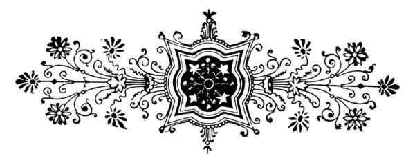 Květinový Motiv Zdobený Opakovanými Vzory Tučnými Vzory Starodávnou Kresbou Čar — Stockový vektor