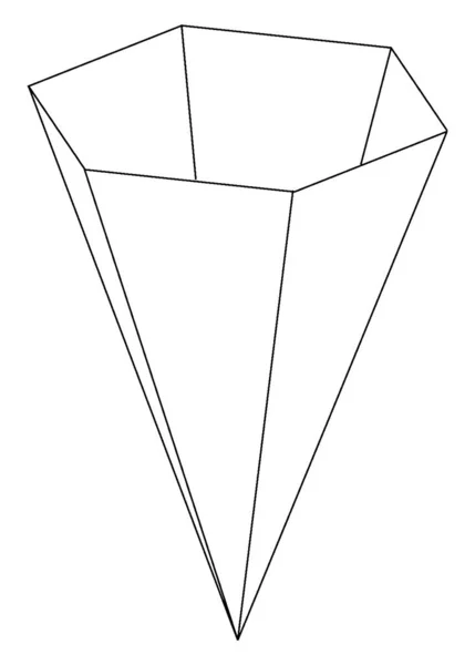 Geometrische Constructie Van Een Holle Rechtse Zeshoekige Piramide Basis Een — Stockvector