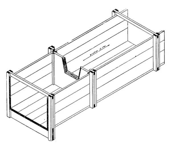 Weir Box Typ Malého Modelu Přehrady Vinobraní Čáry Kresby Nebo — Stockový vektor