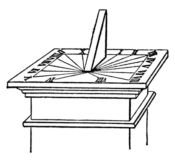 Sundial Dispositivo Que Mide Tiempo Por Posición Del Sol Dibujo — Vector de stock