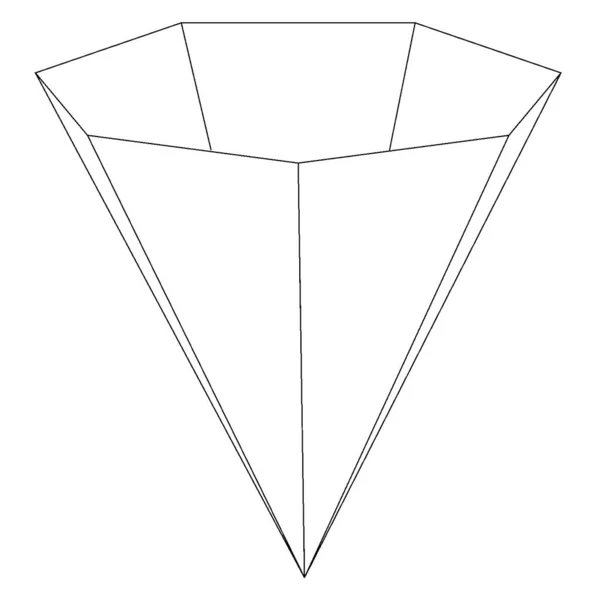 오른쪽 Heptagonal Septagonal 피라미드의 기하학적 밑면은 Heptagon 면들은 이등변 삼각형 — 스톡 벡터