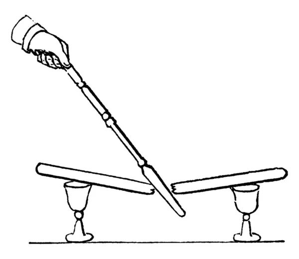 Dispositif Expérimental Avec Bâton Fin Reposant Sur Deux Verres Vin — Image vectorielle