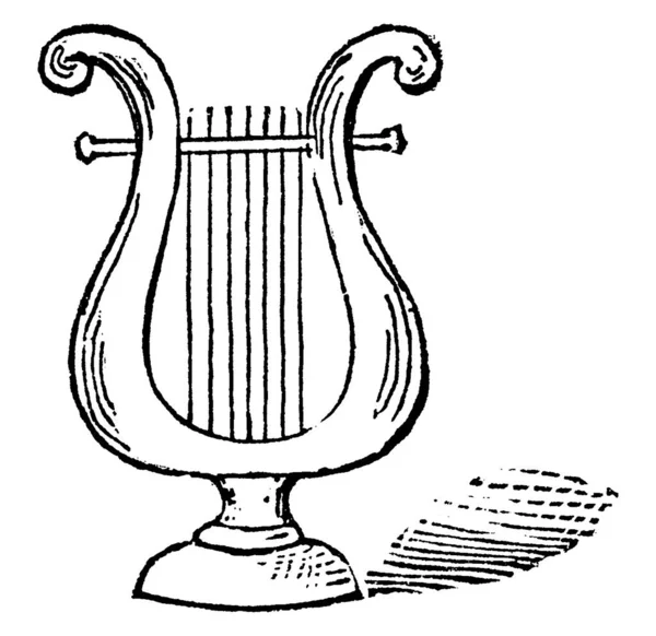 그리스 고전에서 사용되었던 것으로 현악기는 하프와 보이지만 손가락으로 뽑거나 빈티지 — 스톡 벡터