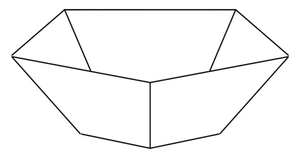 Pentagonal Bir Piramit Küçük Bir Kâseye Klasik Bir Çizime Kabartma — Stok Vektör