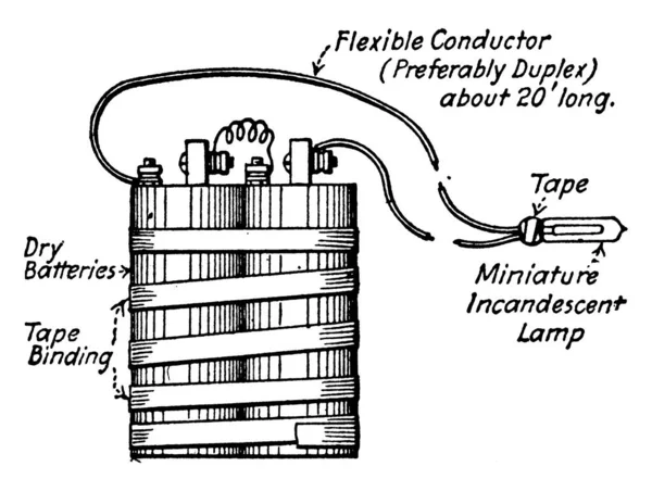 Schema Una Batteria Una Lampada Set Illuminazione Degli Interni Delle — Vettoriale Stock