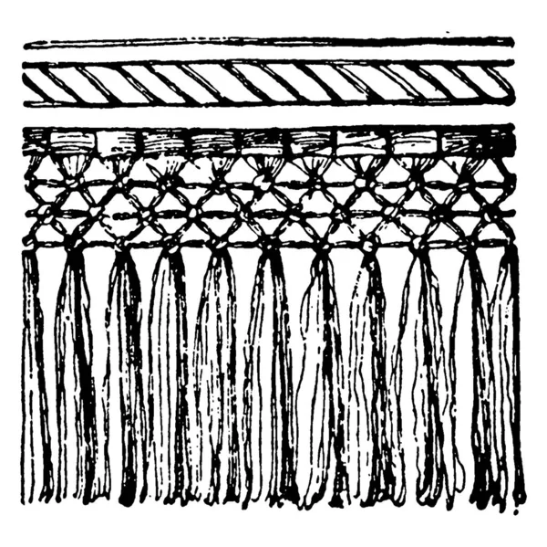 Stříbrná Barva Zavěšená Textilním Zakončení Ozdobným Spodním Okrajem Ozdoben Šňůrami — Stockový vektor