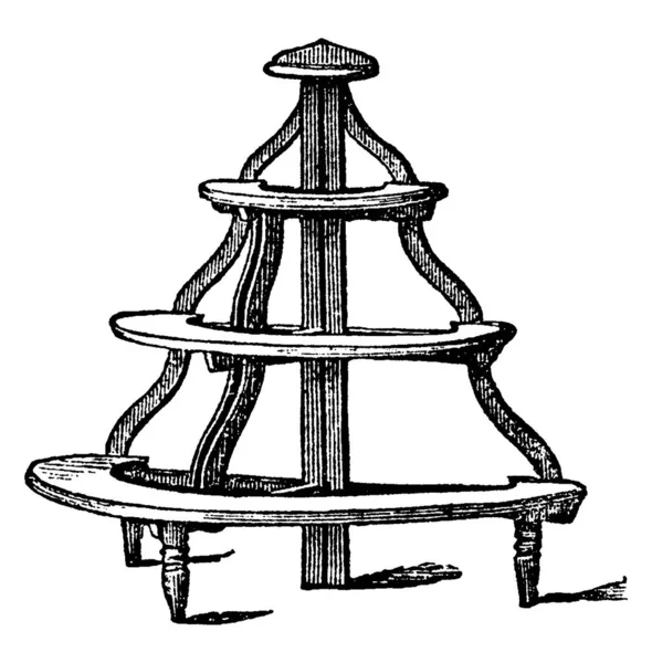 用木制成的架子 用作植物架 复古线条图或雕刻图解 — 图库矢量图片