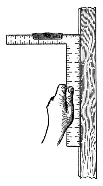 Spirit Level Wordt Gebruikt Controleren Het Oppervlak Verticaal Horizontaal Vintage — Stockvector