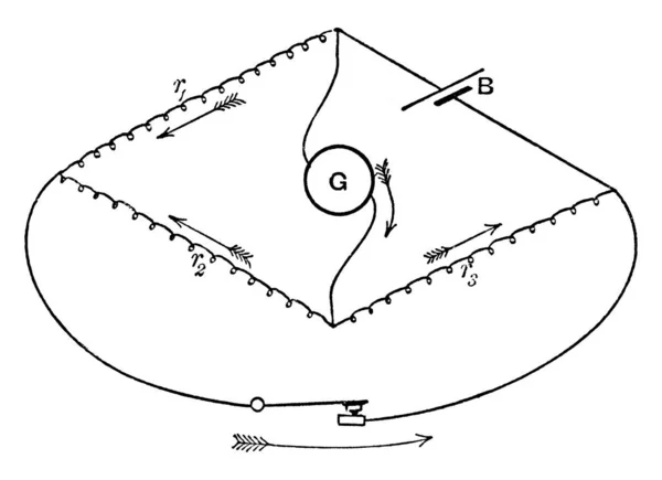Een Illustratie Van Mance Methode Batterijweerstand Vintage Lijntekening Graveerillustratie Meten — Stockvector