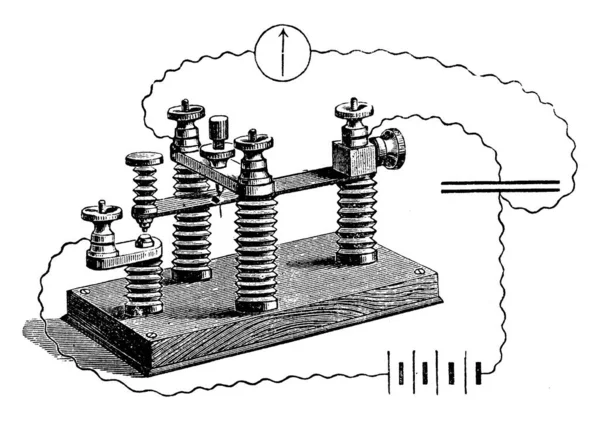 Illustrazione Una Chiave Condensatore Disegno Linee Vintage Illustrazione Incisione — Vettoriale Stock