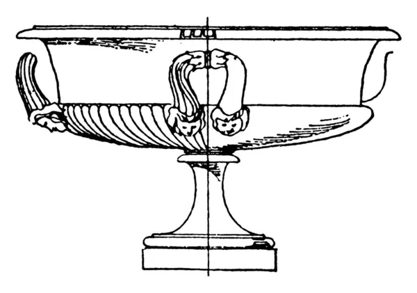 Antike Vase Aus Marmor Mit Vier Henkeln Vintage Linienzeichnung Oder — Stockvektor