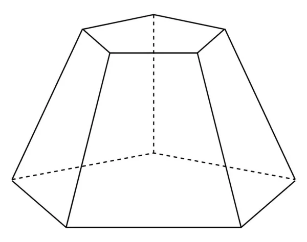 Dess Pentagonal Pyramid Med Skärs Plan Vintage Linje Ritning Eller — Stock vektor