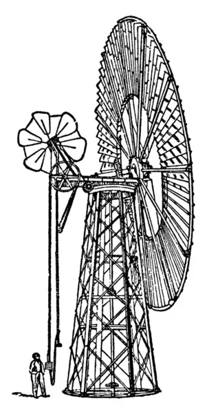 Windmühle Eine Maschine Die Entworfen Wurde Die Energie Des Windes — Stockvektor