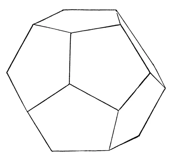 Normal Oniki Yüzlü Iki Pentagonal Yüzlü Klasik Çizim Gravür Resimli — Stok Vektör