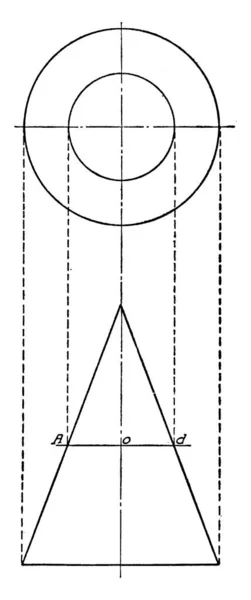 Illustration Intersection Cône Plan Dessin Ligne Vintage Illustration Gravure — Image vectorielle