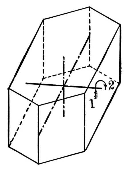 单室水晶系统是7个水晶系统中的一个 古老的线条绘制或雕刻插图 — 图库矢量图片