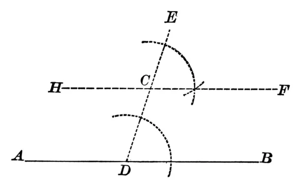 Construction Angle Égal Sur Deux Lignes Parallèles Dessin Ligne Vintage — Image vectorielle