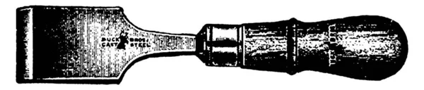 Чизель Является Острым Инструментом Ручкой Используемой Резки Дерева Кожи Рисунок — стоковый вектор