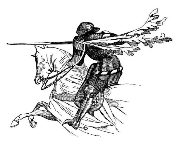 Caballero Montando Caballo Galope Llevando Una Jabalina Una Armadura Completa — Archivo Imágenes Vectoriales