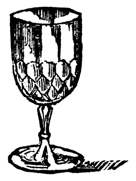 玻璃杯一种没有手柄 老式线条或雕刻插图的玻璃杯 — 图库矢量图片