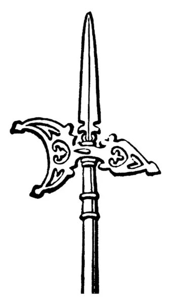 Type Lame Halberd Époque Guillaume Iii Dessin Ligne Vintage Illustration — Image vectorielle