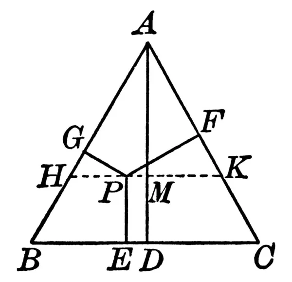 Výstavba Rovnostranného Trojúhelníku Vrcholy Abc Výškou Archivní Kresba Čar Nebo — Stockový vektor