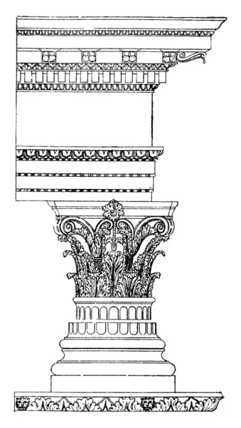 Изображение Коринфского Порядка Столбы Показаны Разному Оставляет Некоторое Пространство Надлежащего — стоковый вектор