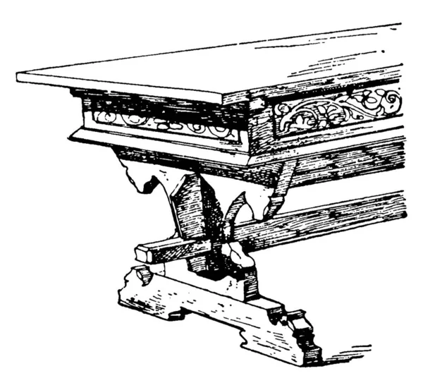 Top Van Laatgotische Tafel Rust Twee Zijsteunen Het Onderste Gedeelte — Stockvector