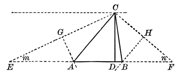 Construction Triangle Avec Sommets Altitude Dessin Ligne Vintage Illustration Gravure — Image vectorielle