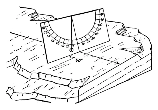 Clinometro Che Misura Pendenza Del Terreno Disegno Linee Vintage Illustrazione — Vettoriale Stock