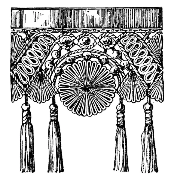 Uma Terminação Têxtil Pendurada Com Extremidade Inferior Cortada Ornamentalmente Ornamentado —  Vetores de Stock