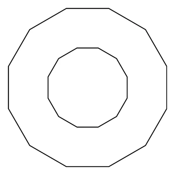 Bunlar Iki Düz Çizgili Iki Daire Eşmerkezli Dodegonlar Klasik Çizgi — Stok Vektör