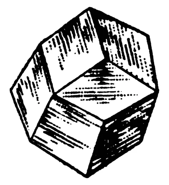 Znázorňuje Jednu Krystalickou Formu Diamantu Vinobraní Liniové Kresby Nebo Rytiny — Stockový vektor