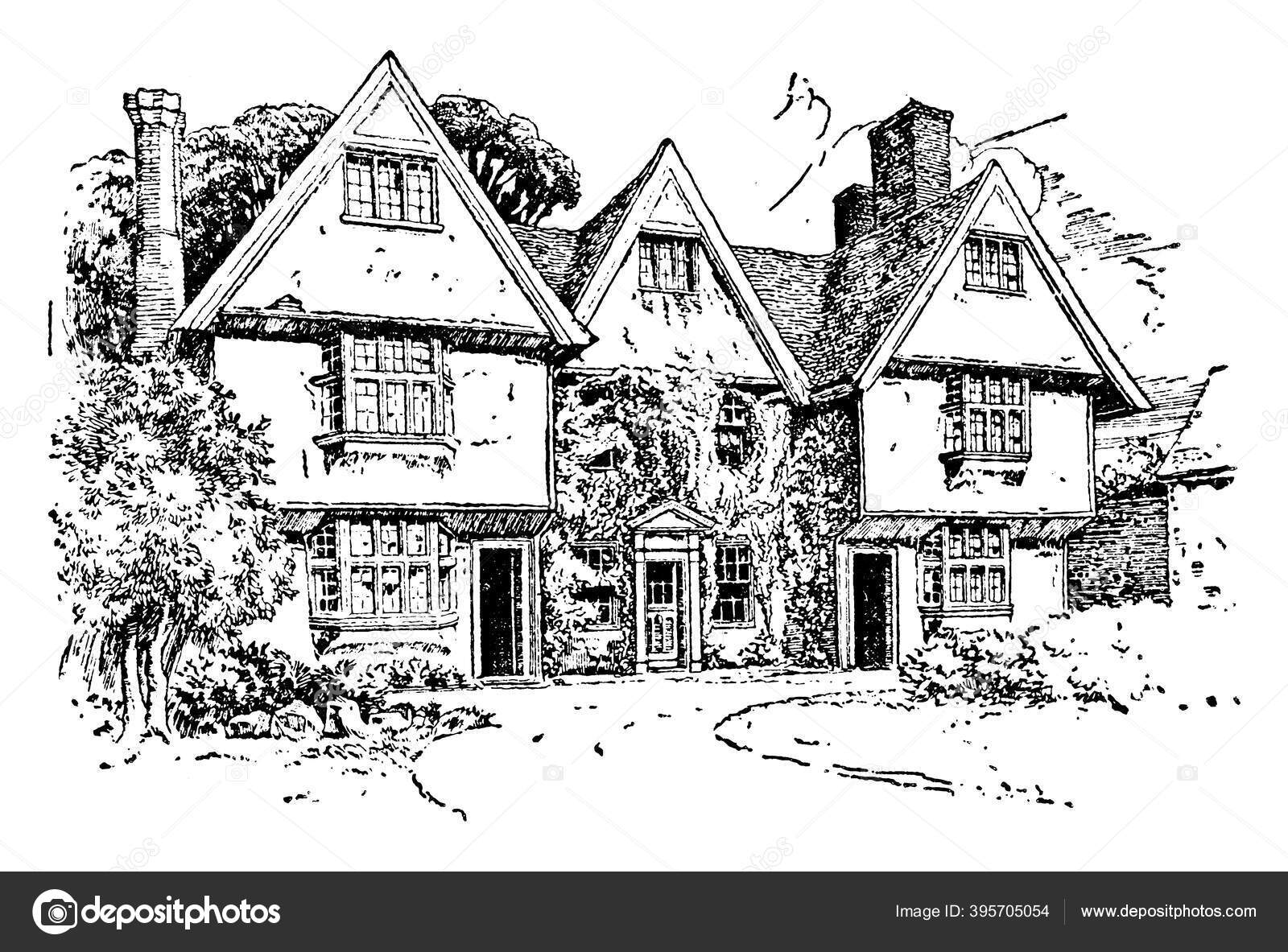 Large Country House Land Suffolk United Kingdom Vintage Line.