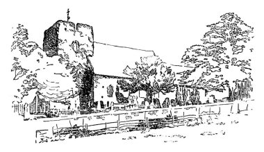 Görüntü: St. Martin Kilisesi, Canterbury, Birleşik Krallık, klasik çizim veya gravür.