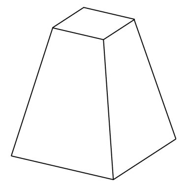 Dikdörtgen bir piramidin tutumudur. Klasik çizim ya da gravür çizimi.