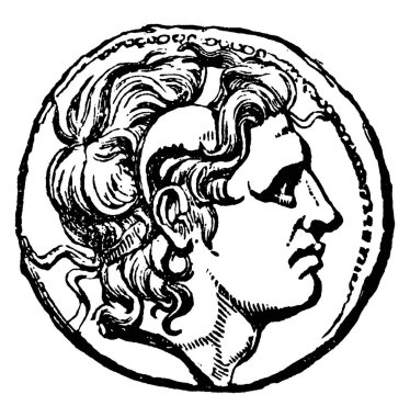 Büyük İskender (MÖ 356 - MÖ 323). Eski Yunan krallığı Macedon 'un, klasik çizim ya da gravür resimlerinin kralı olarak da bilinir..