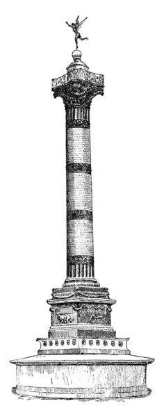 朱利叶殖民地是一座巨大的纪念碑 其形状是一个有正方形底柱 古老线条或雕刻插图的巨大柱子 — 图库矢量图片
