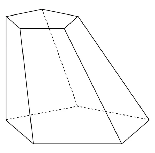 Frustum Pentágono Enviesado Com Corte Por Plano Desenho Linha Vintage — Vetor de Stock