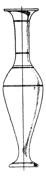 ハンドルのない細い器であるアンティークガラス製のポリエールは 細長い首を持つ細長いボディ ヴィンテージラインの図面や彫刻イラストを持っています — ストックベクタ