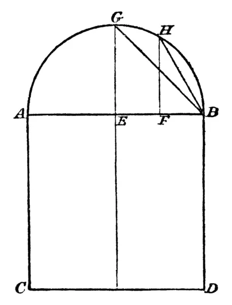 Construction Rectangles Proportionnels Par Construction Abord Demi Cercle Dessin Ligne — Image vectorielle