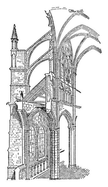 Fransa Nın Uzun Eksiksiz Katedrali Hacmi Yüksek Katedrali Muazzam Katedral — Stok Vektör