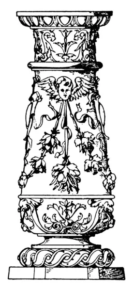Albero Del Candelabro Rinascimentale Italiano Riccamente Decorato Con Foglie Figure — Vettoriale Stock