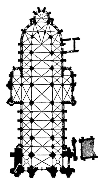 Uma Catedral Católica Romana Sens Bourgogne Linha Vintage Desenho Gravura — Vetor de Stock