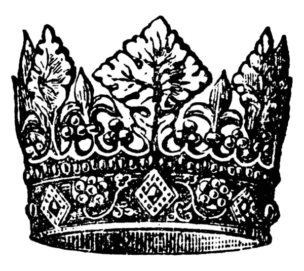 캔터베리 머리에 주의를 기울여 왕관은 주권의 빈티지 선그리기 삽화를 있어서 — 스톡 벡터